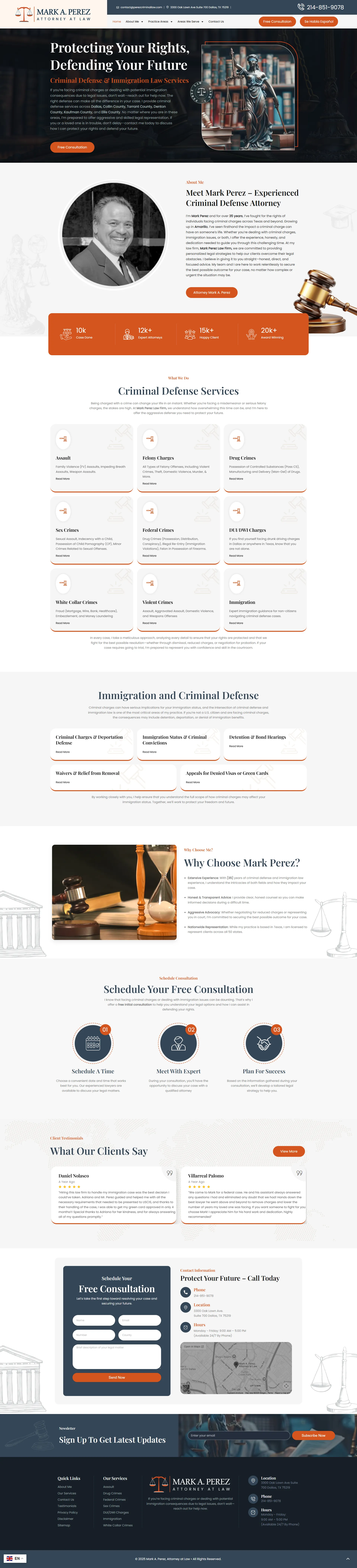 Mark A. Perez Law Firm full page architecture screenshot