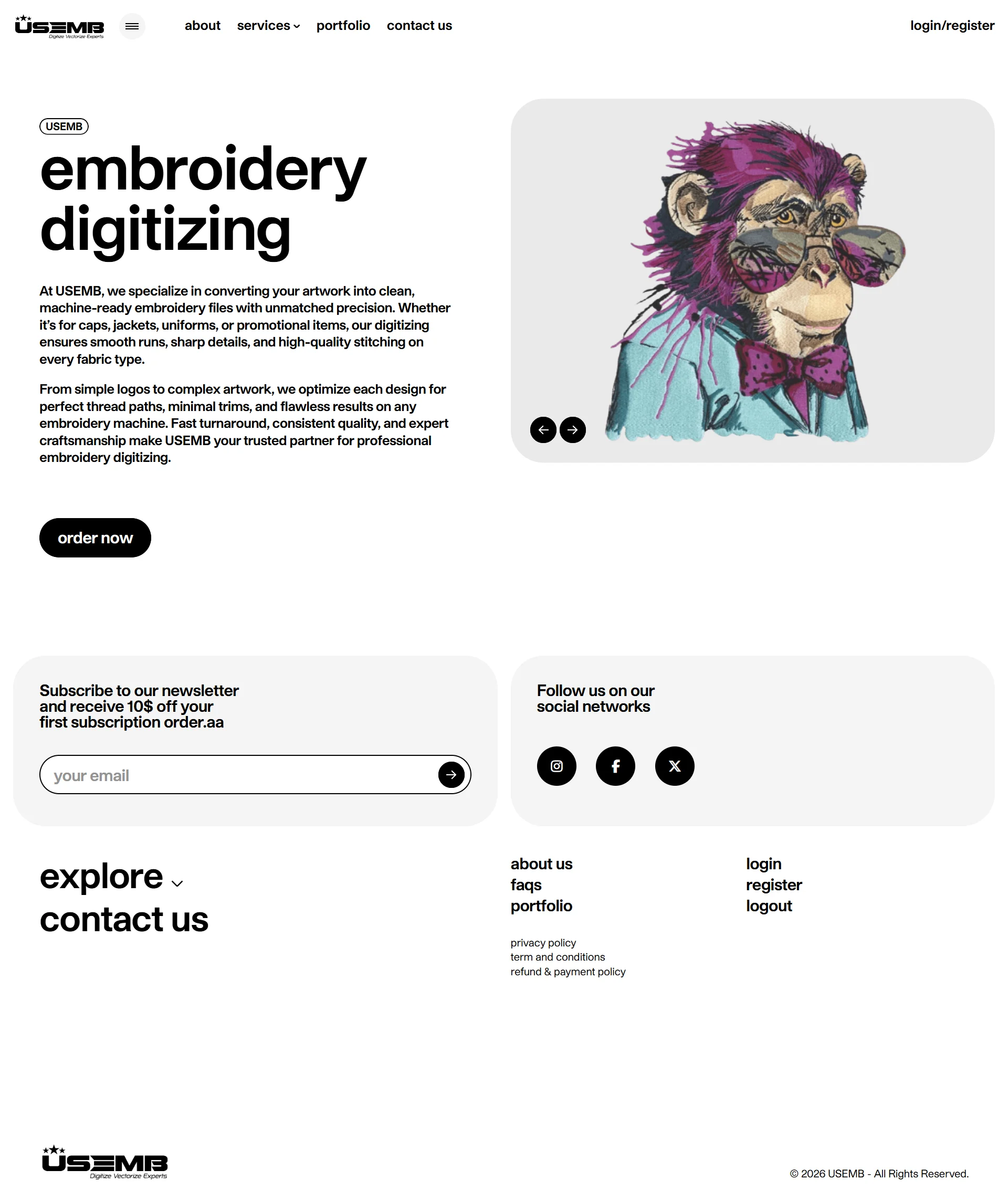 USEMB dynamic portfolio and category filtering engine